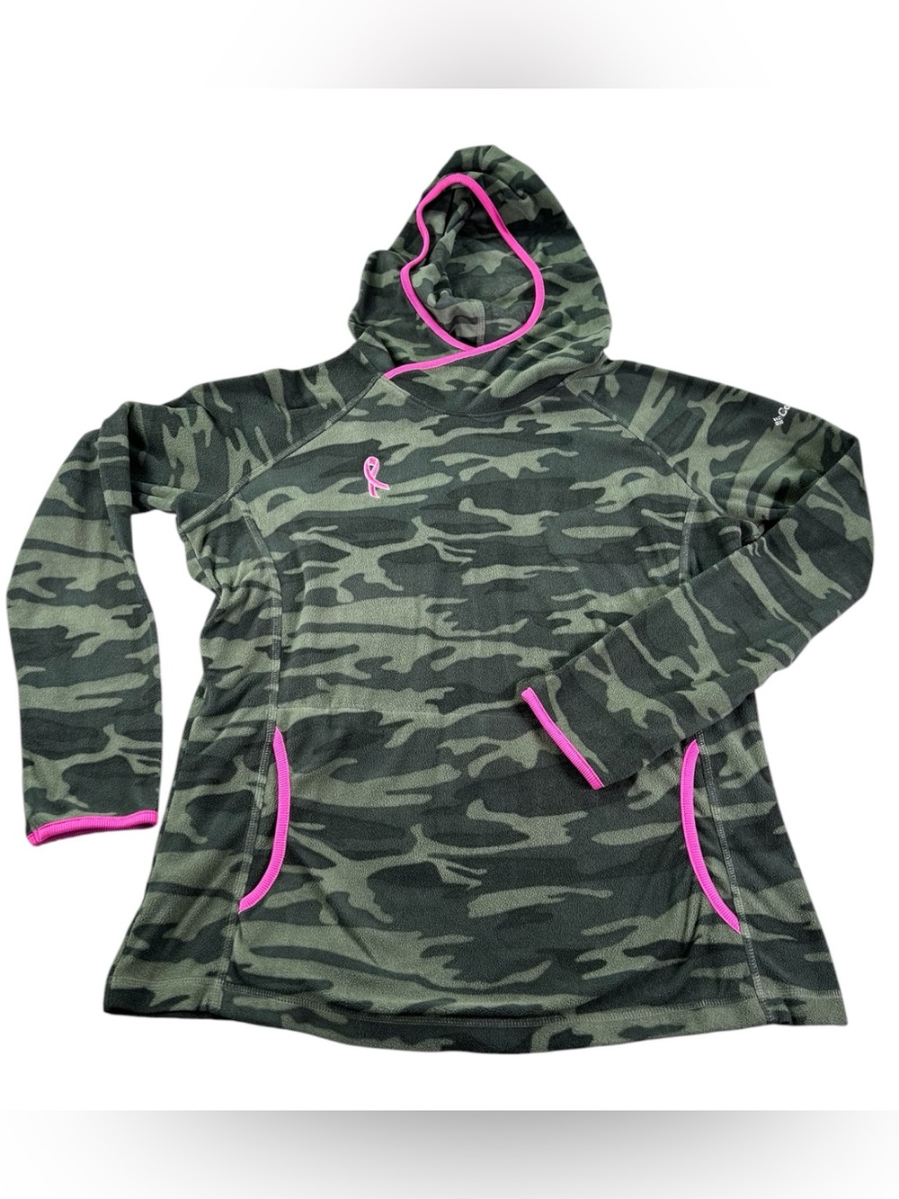 Columbia Tested Tough Hoodie Women’s XL Pink Camo Fleece Pullover Outdoor 2016
